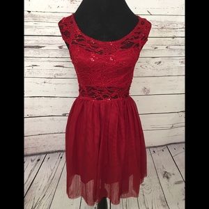 Dark Red Sequined Dress